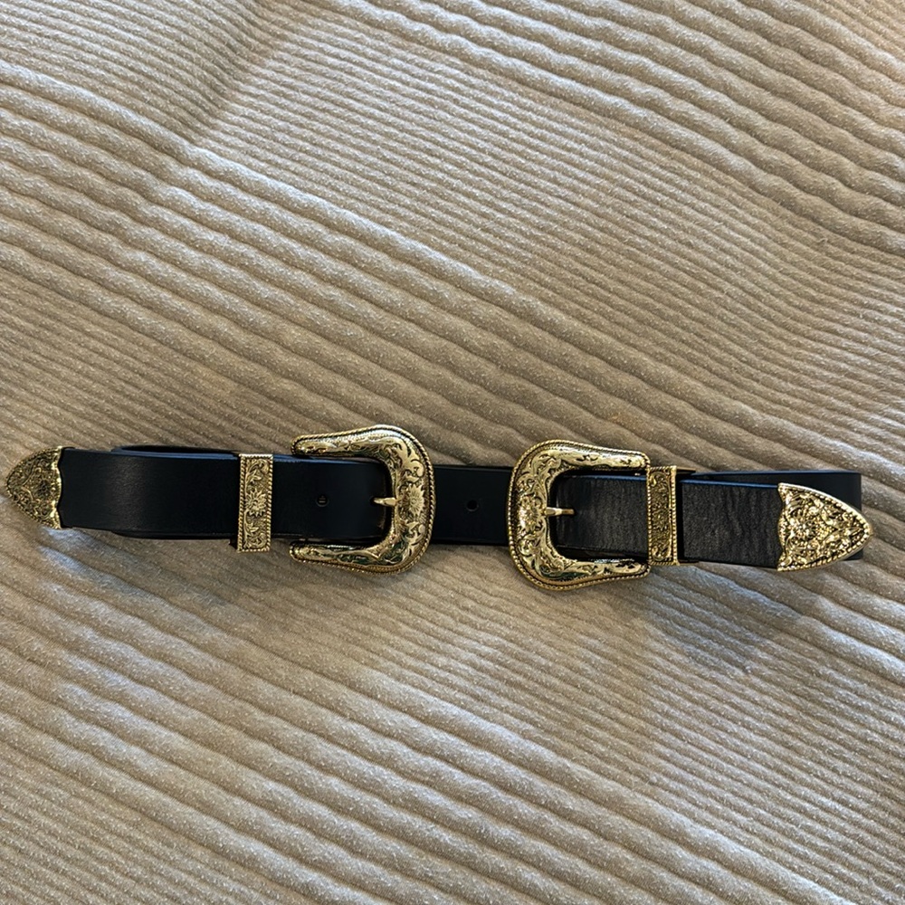 B-Low the belt Bri Bri Belt Western golden buckles, black/gold, Size S